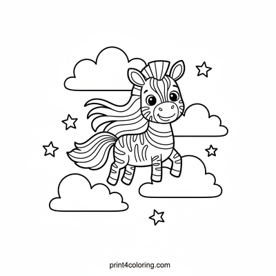 Celestial Zebra's Rainbow Cloud Dream