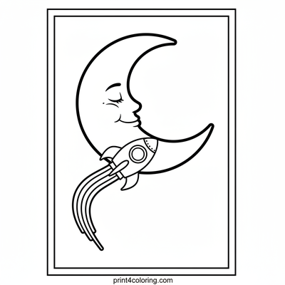Rainbow Rocket Moon Dream - free printable coloring page
