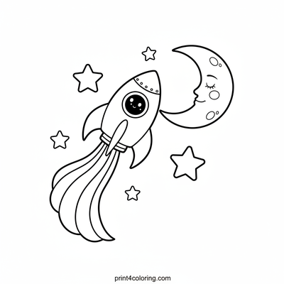 Cozy Rainbow Rocket's Lunar Nap Adventure - free printable coloring page