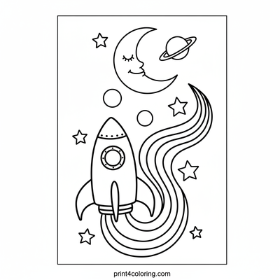 Rainbow Rocket's Lunar Dream - free printable coloring page