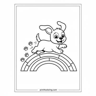 Zooming Rainbow Puppy Adventure - free printable coloring page