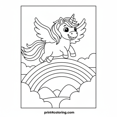 Majestic Rainbow Unicorn Flight - free printable coloring page