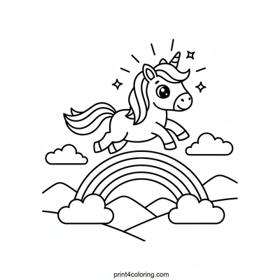Majestic Rainbow Unicorn Flight - free printable coloring page