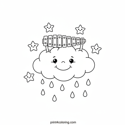 Magical Rainbow Xylophone Cloud Concert - free printable coloring page