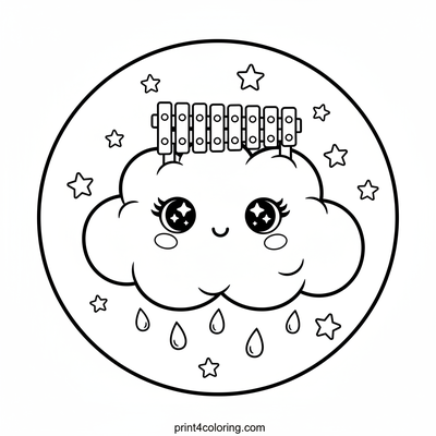 Magical Cloud Melody Concert - free printable coloring page