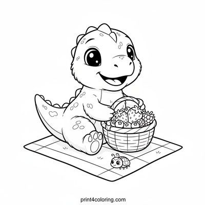 Happy Raptor's Sweet Berry Picnic - free printable coloring page