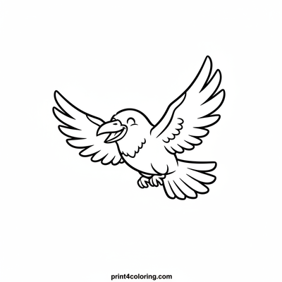 Acrobatic Raven's Sky Dance - free printable coloring page