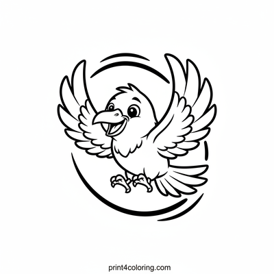 Smiling Raven's Sky Dance - free printable coloring page