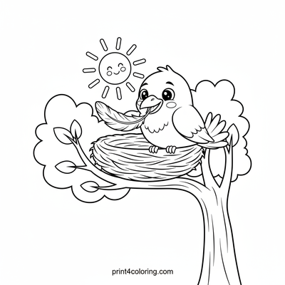 Happy Raven's Cozy Nest - free printable coloring page