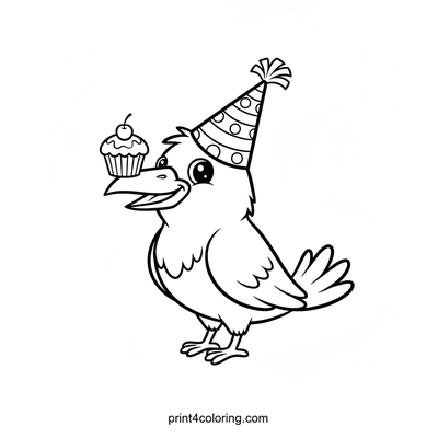 Wobbly Raven's Cupcake Surprise - free printable coloring page
