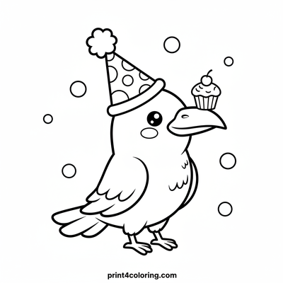Sir Raven's Silly Hat & Sweet Treat - free printable coloring page