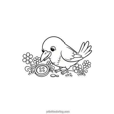 Curious Raven's Wildflower Treasure - free printable coloring page