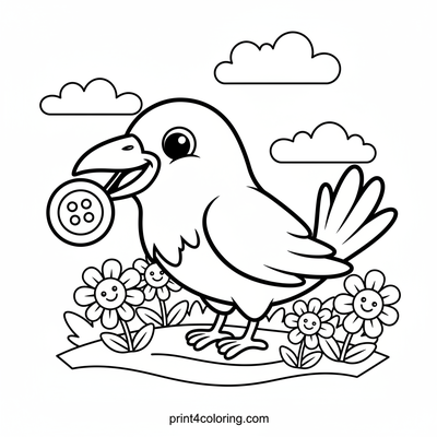 Raven's Shiny Discovery - free printable coloring page