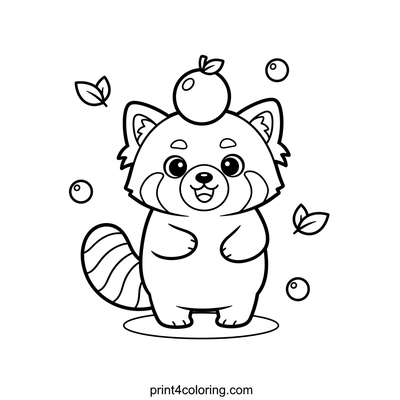 Red Panda's Berry Hat Surprise - free printable coloring page