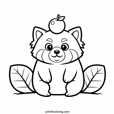 Red Panda's Berry Balancing Act - free printable coloring page