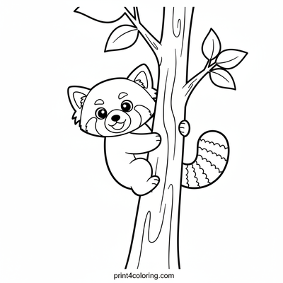 Curious Red Panda Climber - free printable coloring page