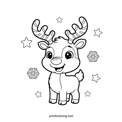 Rudolph's Candy Cane Antlers Adventure - free printable coloring page