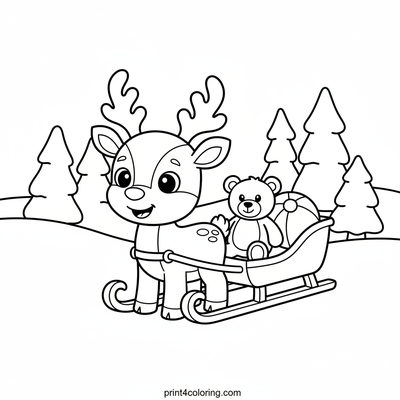 Happy Reindeer's Toy Delivery Adventure - free printable coloring page