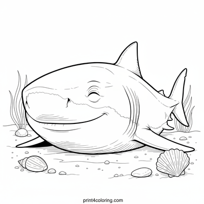 Resting Giant of the Deep: Serene Shark Portrait - free printable coloring page