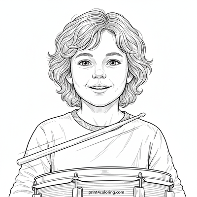 Dynamic Drums: A Young Musician's Energy - free printable coloring page