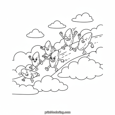 The Speedy Rice Grain Cloud Race! - free printable coloring page
