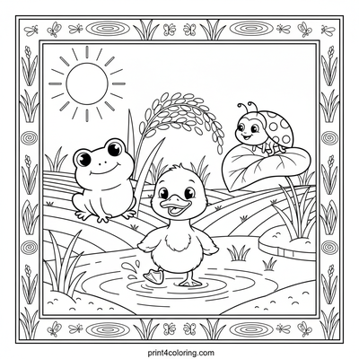 Paddy Playtime Pals: Hide-and-Seek Fun - free printable coloring page