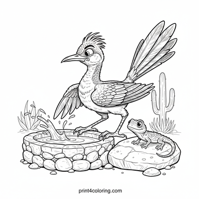 Roadrunner's Desert Spa Splash! - free printable coloring page