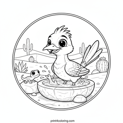 Roadrunner's Hilarious Desert Spa Day - free printable coloring page