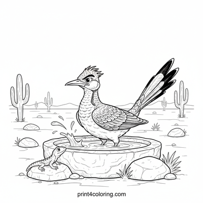 Roadrunner's Desert Spa Day - free printable coloring page
