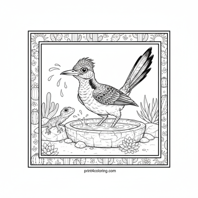 Roadrunner's Refreshing Desert Spa Day - free printable coloring page