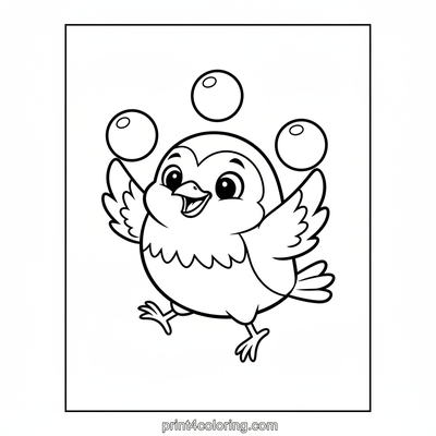 Charming Robin's Berry Juggle - free printable coloring page