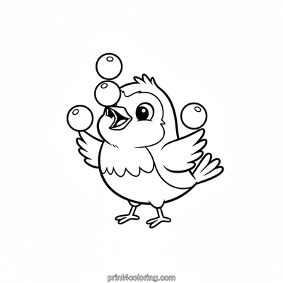 Juggling Robin's Berry Bonanza - free printable coloring page