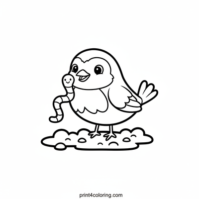 Robin's Wiggly Worm Snack Time - free printable coloring page