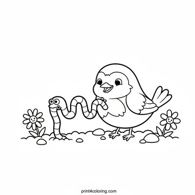 Robin's Wiggly Worm Feast - free printable coloring page