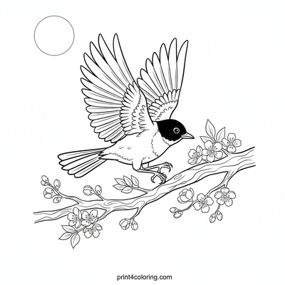 Graceful Robin's Spring Landing - free printable coloring page