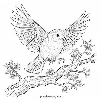 Graceful Robin's Spring Landing - free printable coloring page