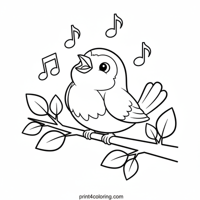 Joyful Robin's Tune - free printable coloring page