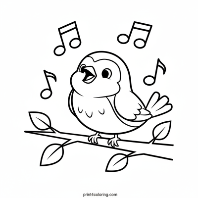 Joyful Robin's Melody - free printable coloring page