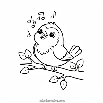 Joyful Robin's Serenade - free printable coloring page