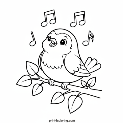 Robin's Joyful Melody - free printable coloring page