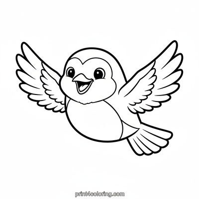 Happy Robin's Sky Adventure - free printable coloring page