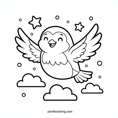 Smiling Robin Soars High - free printable coloring page