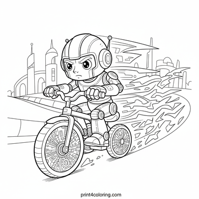Robo-Rider's Grand Race: Futuristic Velocity - free printable coloring page
