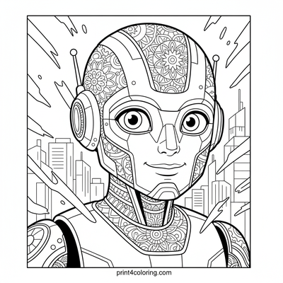 Robo-Rider's Grand Race: Gear-Powered Glory - free printable coloring page