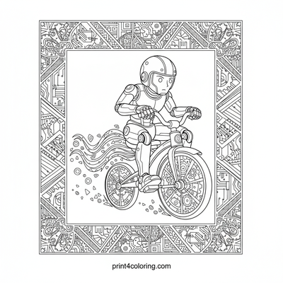 Robo-Rider's Grand Race: Futuristic Frenzy - free printable coloring page