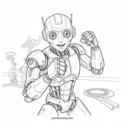 Robo-Athlete's Dynamic Workout - free printable coloring page