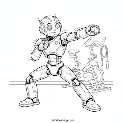 Robo-Fit Fun: A Gym Challenge - free printable coloring page