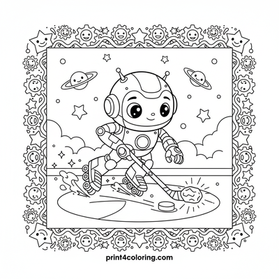Galactic Gamebot Glide - free printable coloring page