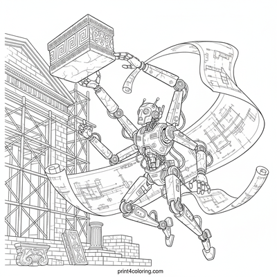 Architect Bot's Grand Design - free printable coloring page