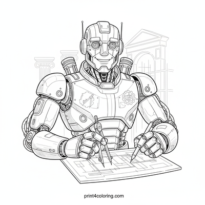 Future Foundations: Robotic Architect - free printable coloring page